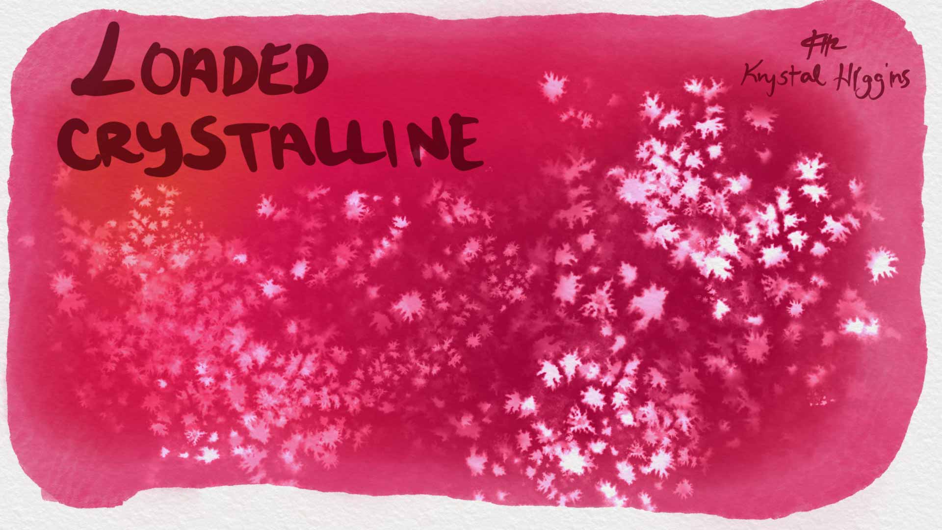 Red watercolor pigment swatch with a white, dense, and crystalline salt brush texture