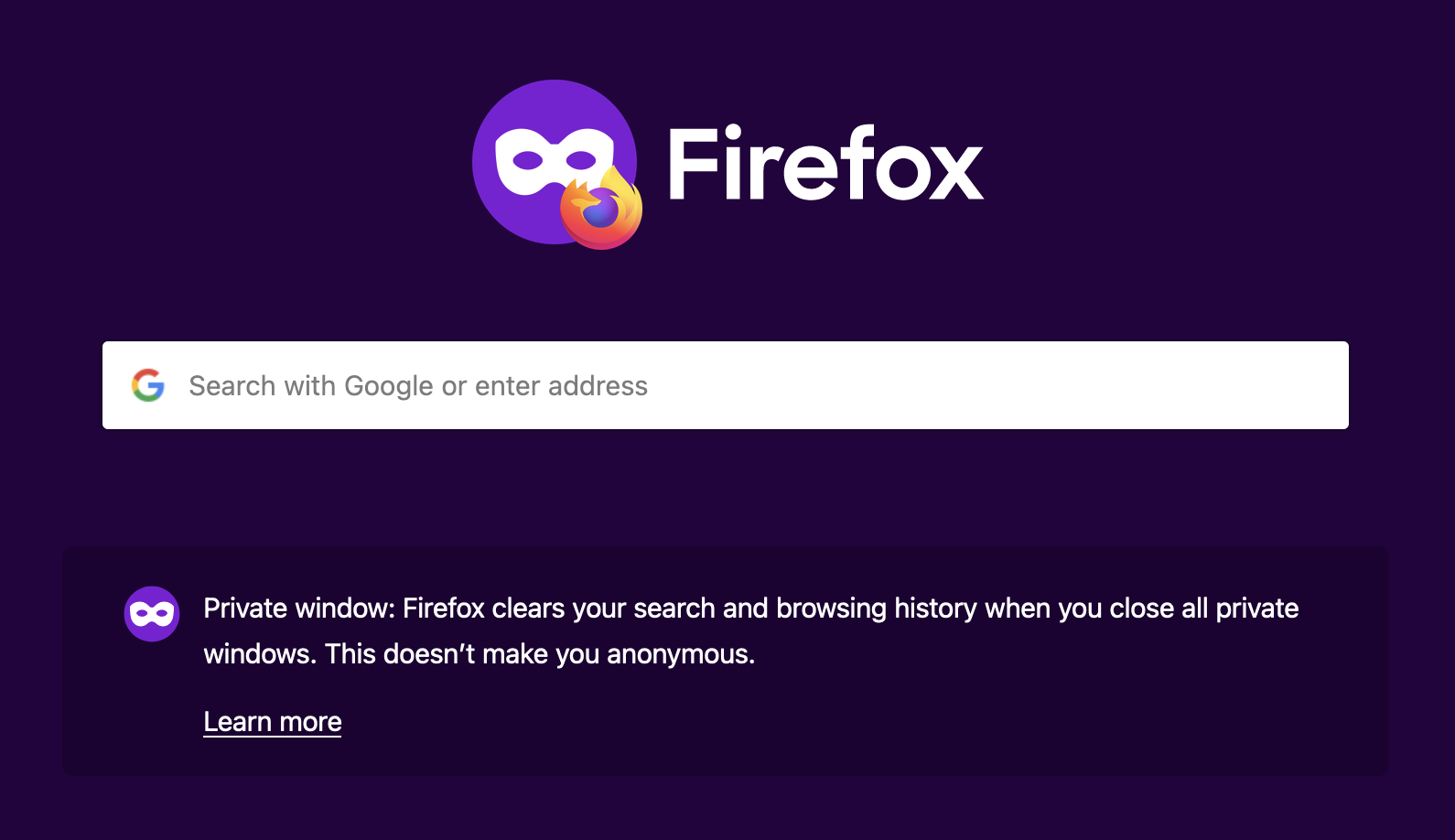Screenshot of Firefox's private browsing mode as an example of one way to live like a new user