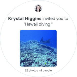 Thumbnail image of a sharing request screen for Google Photos Sharing